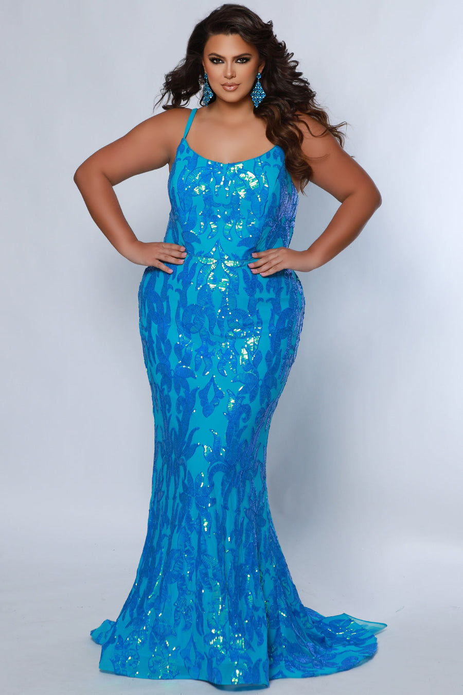 Plus Size Dresses Prom Long Sequin Formal Plus Size Dress Ocean