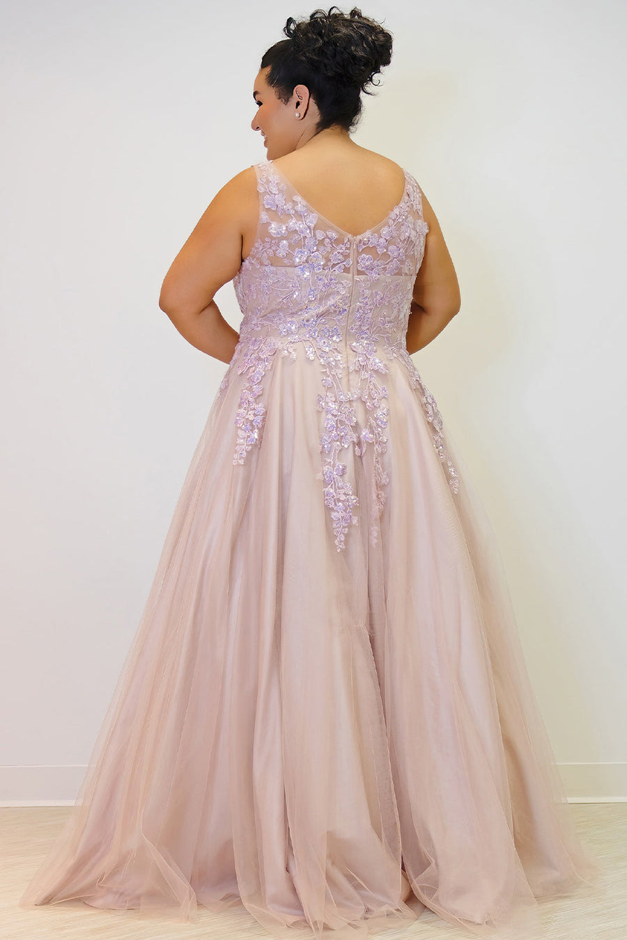 Plus Size Dresses Prom Long Formal A LineFloral  Plus Size Dress Mocha