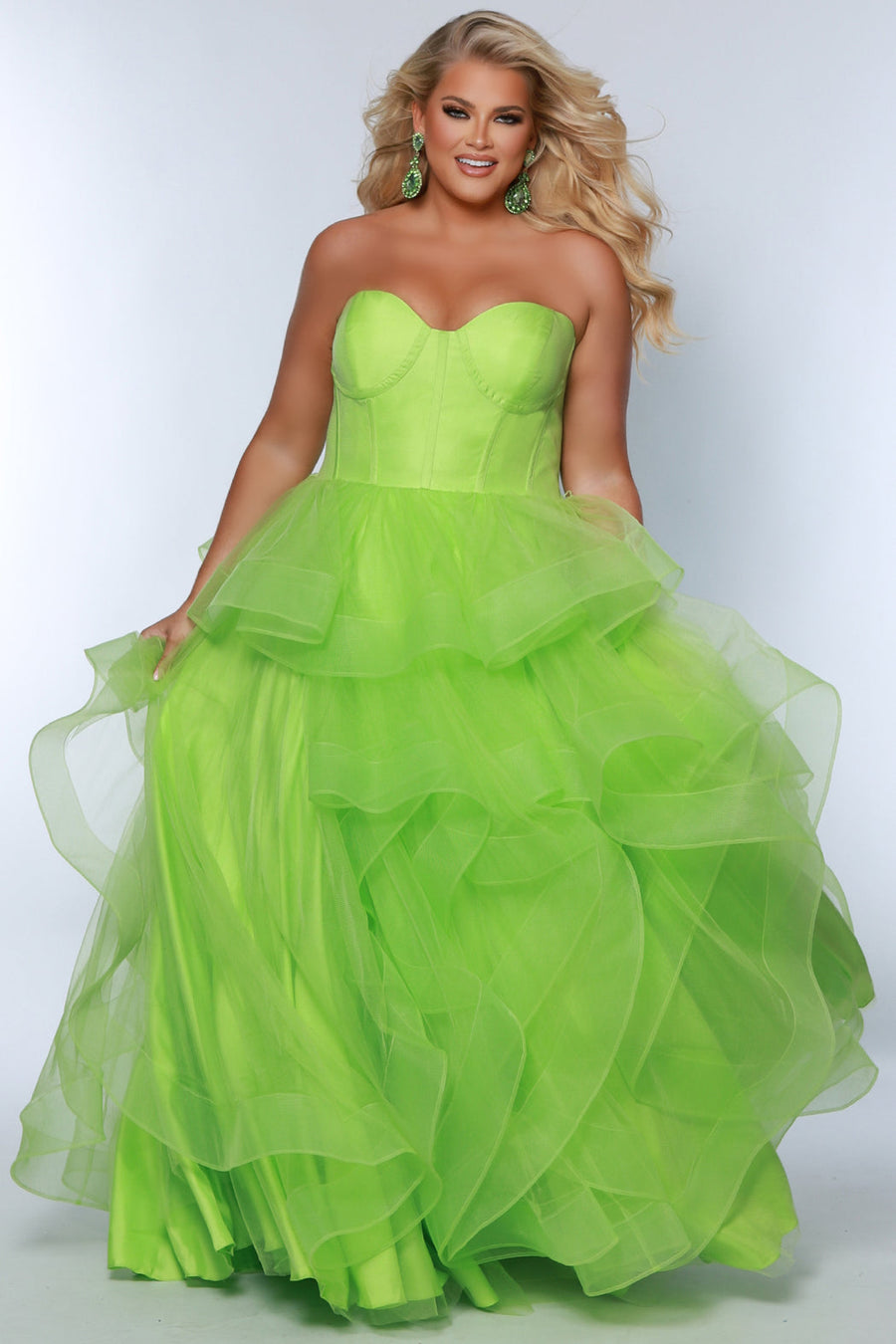 Plus Size Dresses Plus Size Long Ball Gown Corset Prom Dress Lime