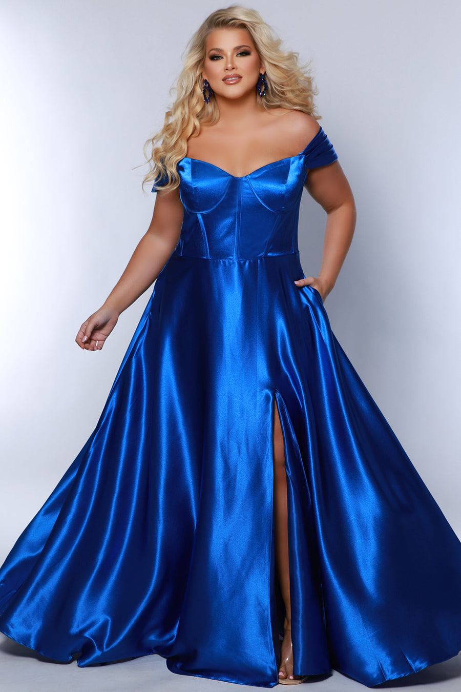 Plus Size Dresses Prom A Line Long Formal Plus Size Corset Dress Royal