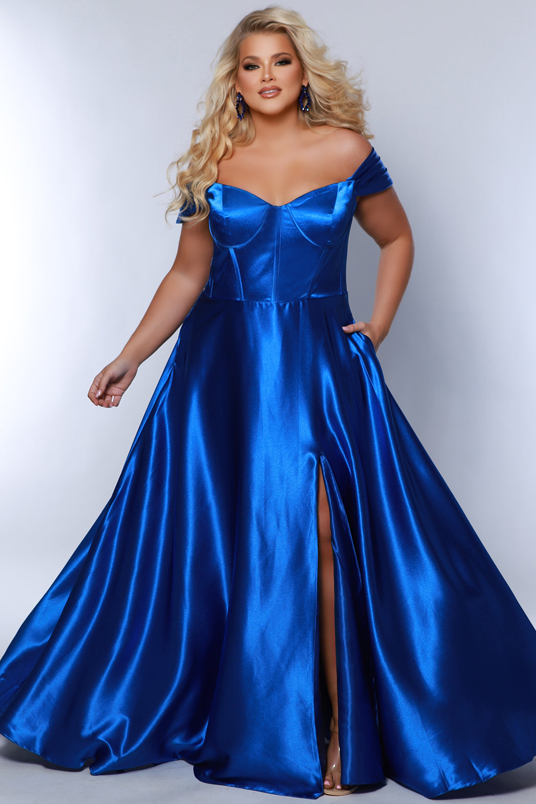 Plus Size Dresses Prom A Line Long Formal Plus Size Corset Dress Royal