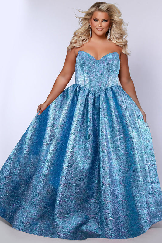 Plus Size Dresses Plus Size Long Ball Gown Metallic Prom Dress Topaz
