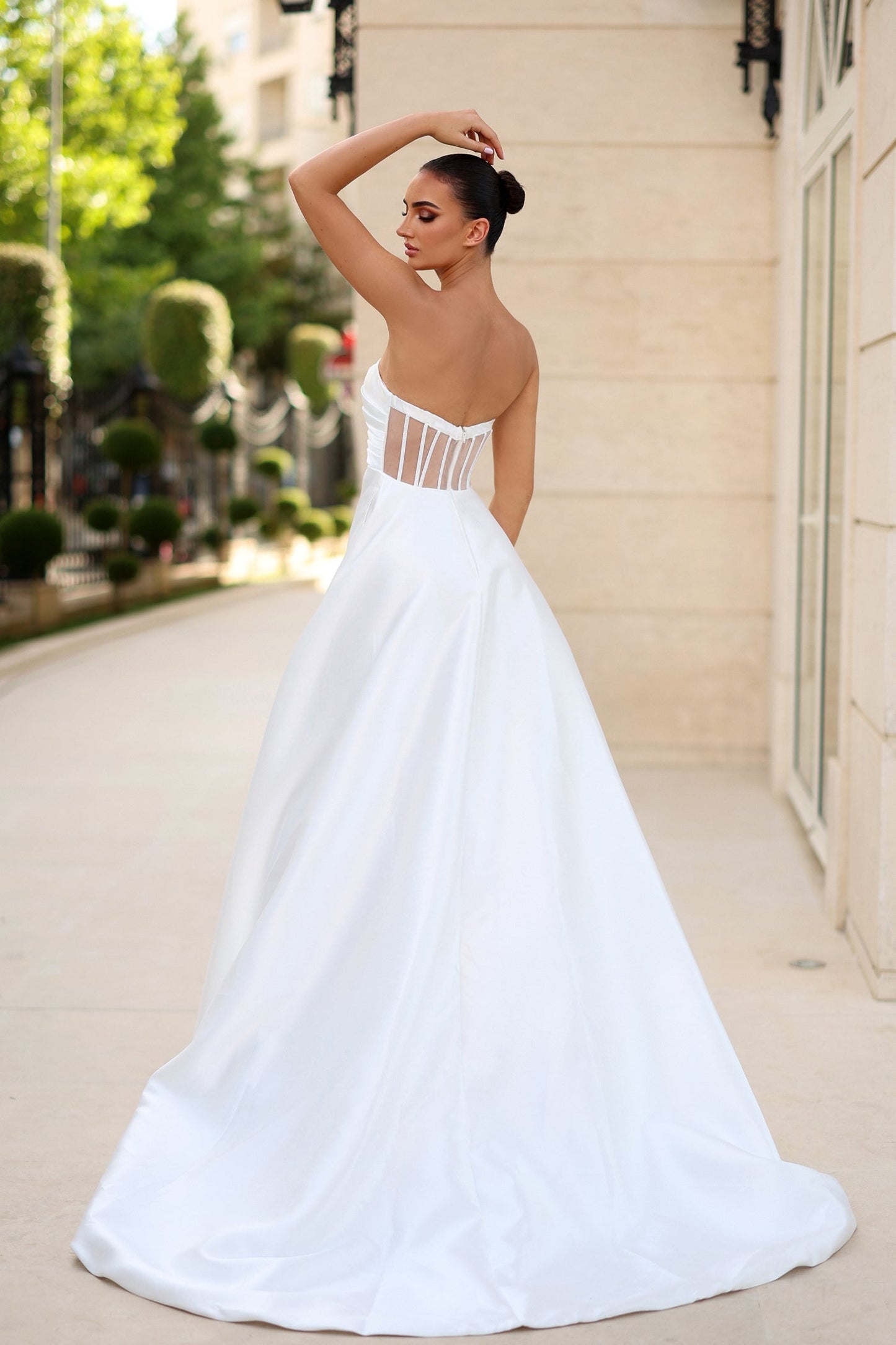 Wedding Dresses Pleated Bridal Long A Line Wedding Dress Off White