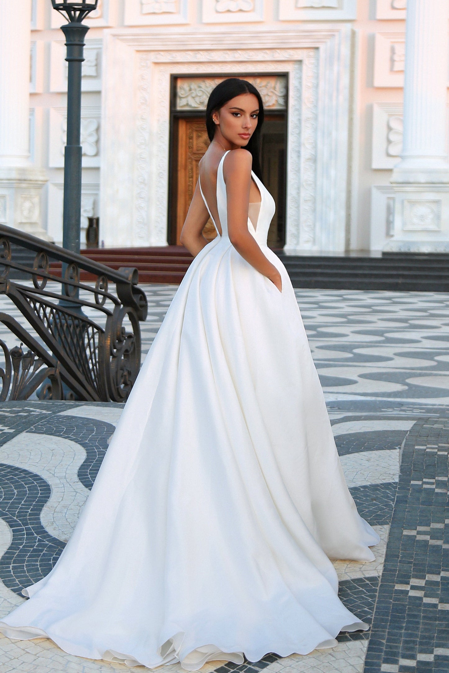 Wedding Dresses Long Slit A Line Wedding Dress Off White