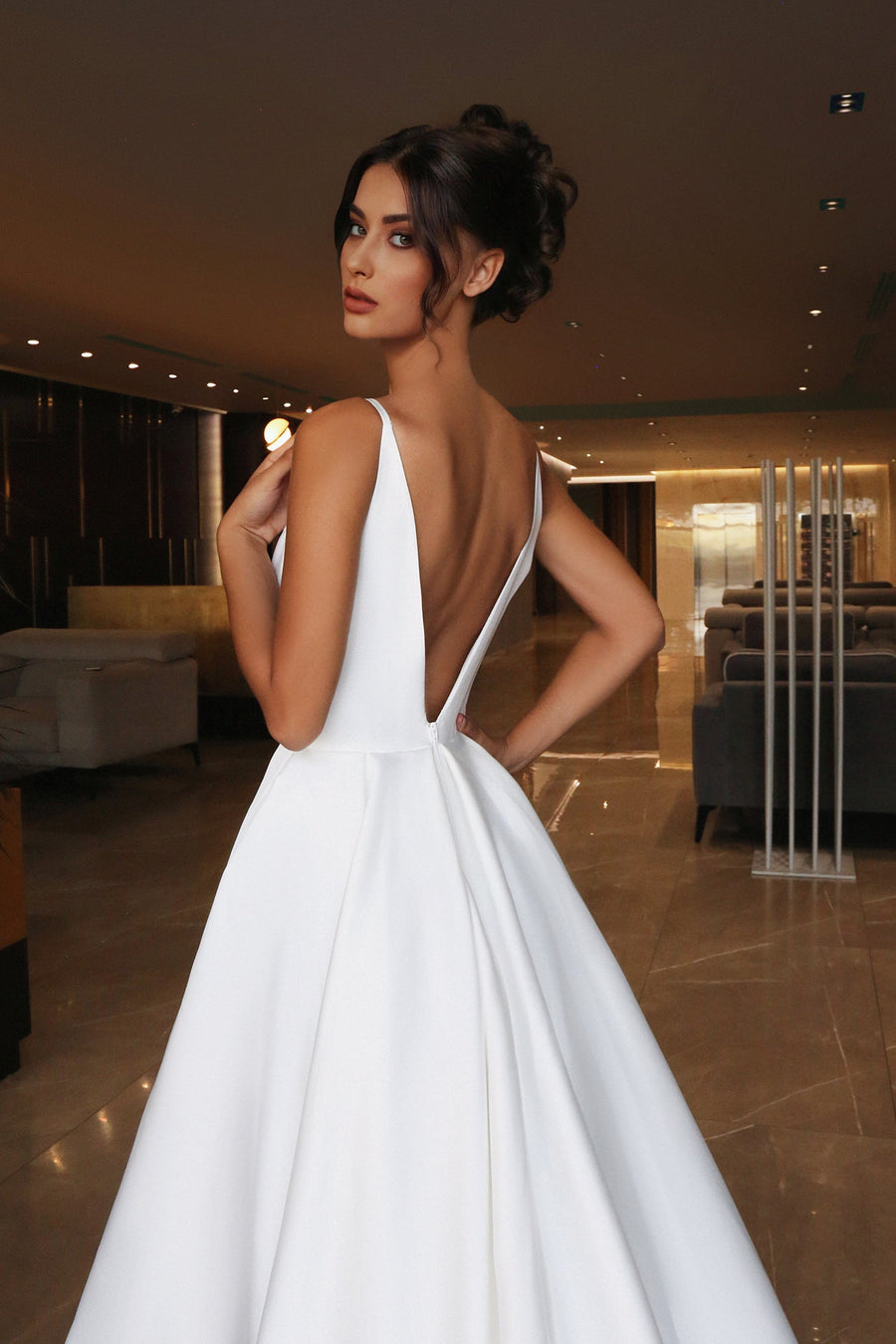 Wedding Dresses Long Slit A Line Wedding Dress Off White