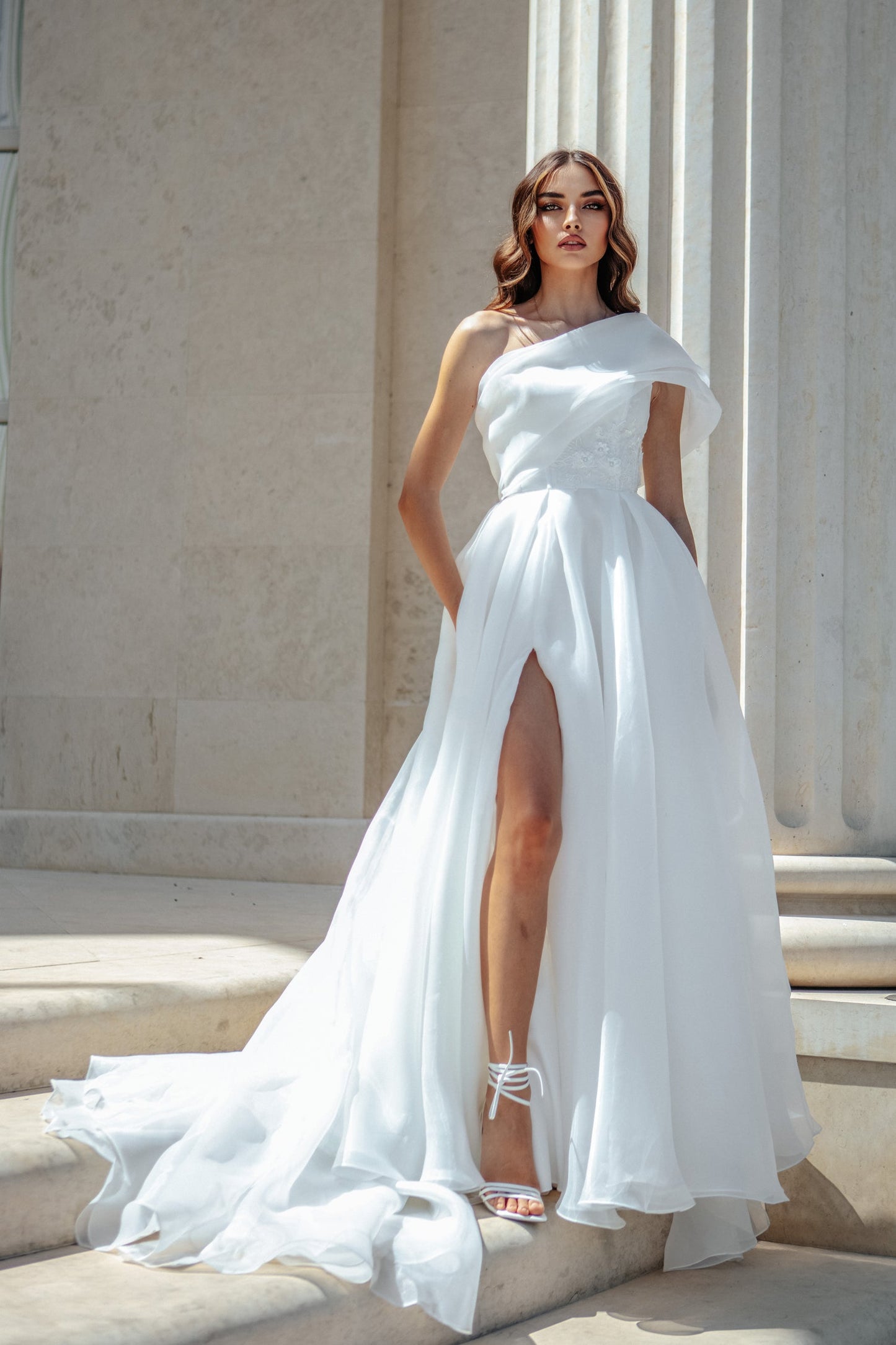 Wedding Dresses Simple A Line Long Wedding Dress Off White