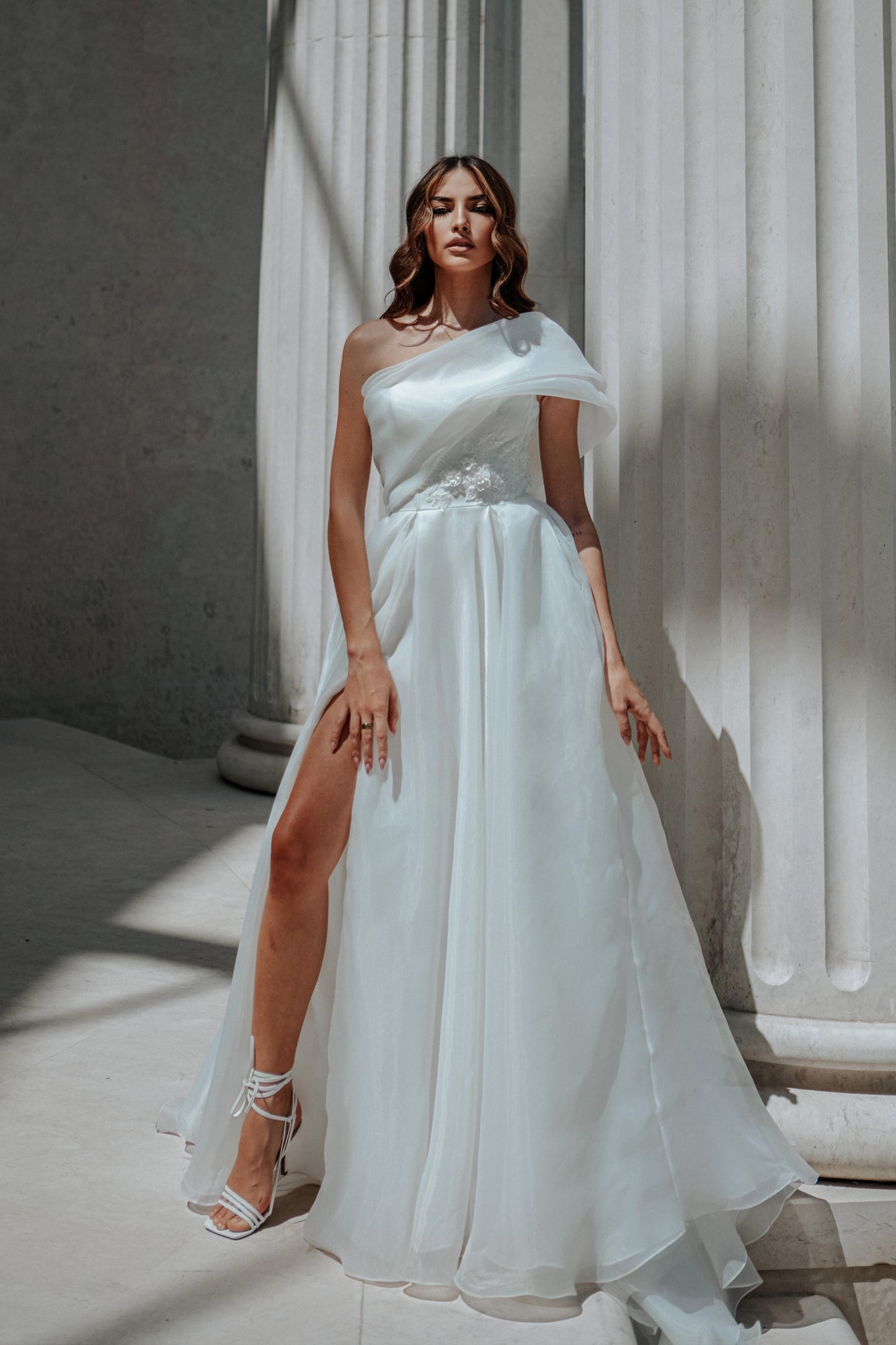 Wedding Dresses Simple A Line Long Wedding Dress Off White