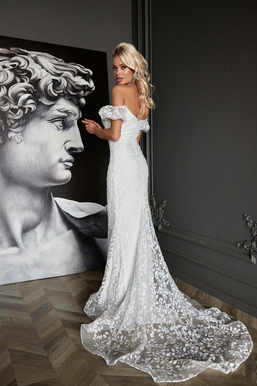 Wedding Dresses Long Ruffle Wedding Dress Off White