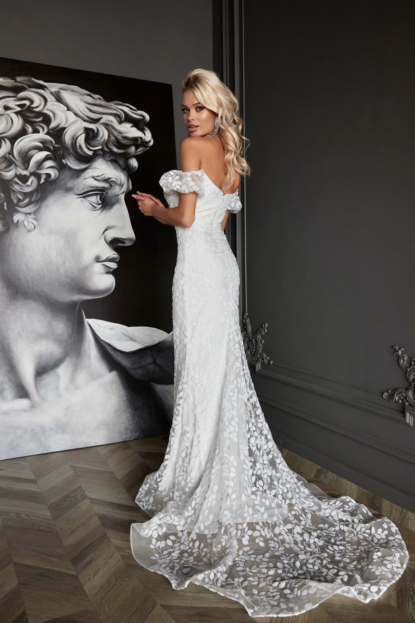 Wedding Dresses Long Ruffle Wedding Dress Off White