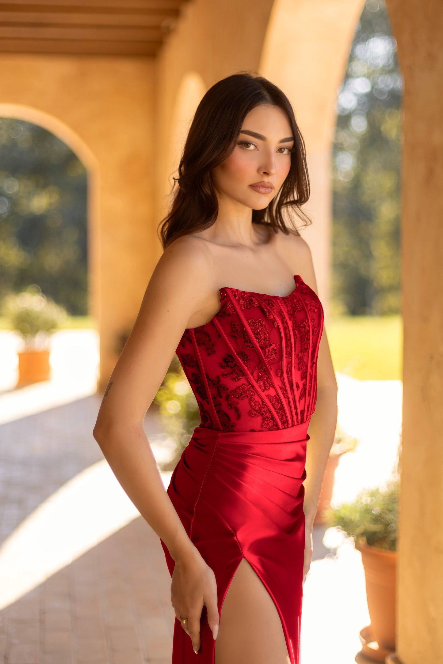 Prom Dresses Long Fitted Lace Formal Prom Dress Red