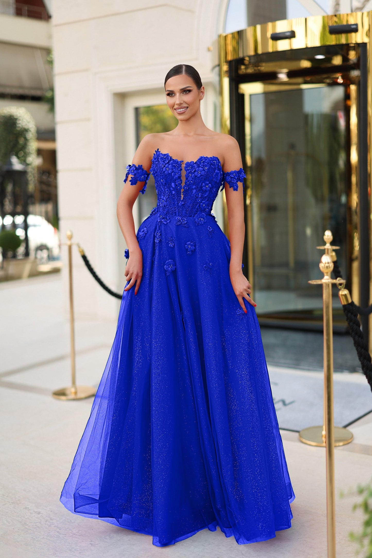 Prom Dresses Long A Line Formal Beaaded Lace Prom Dress Royal Blue