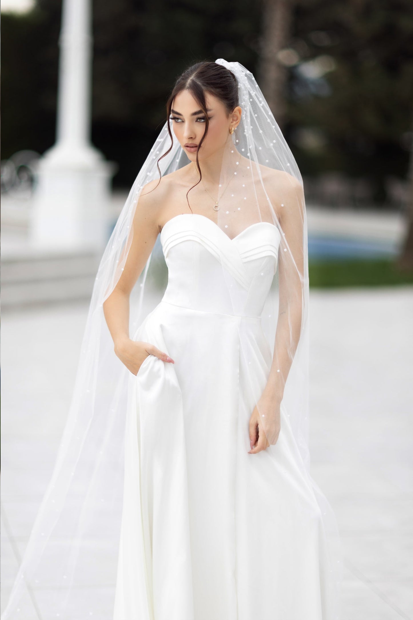 Wedding Dresses Long Slit A Line Wedding Dress Off White