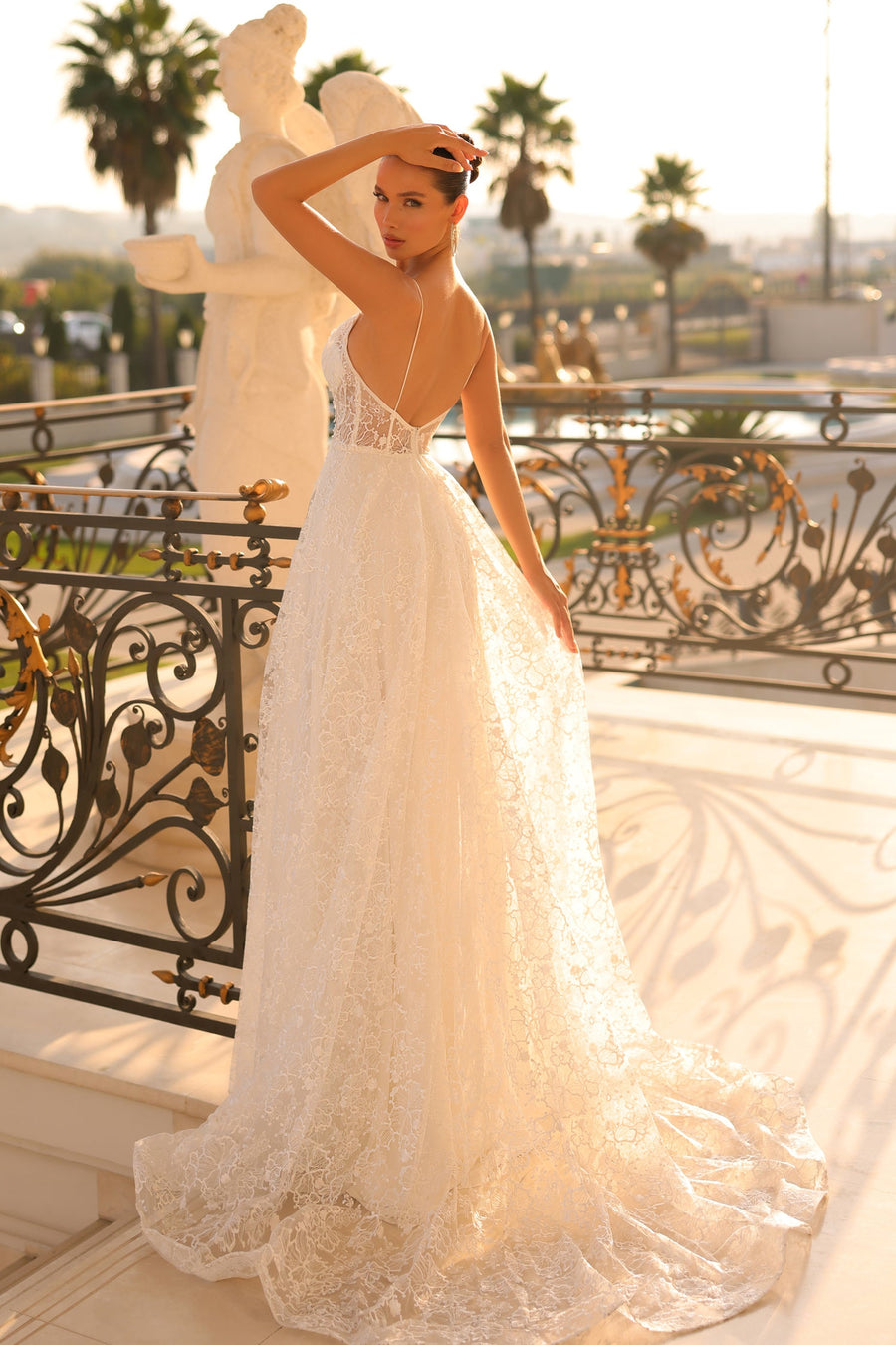 Wedding Dresses Long A Line Lace Wedding Dress Off White
