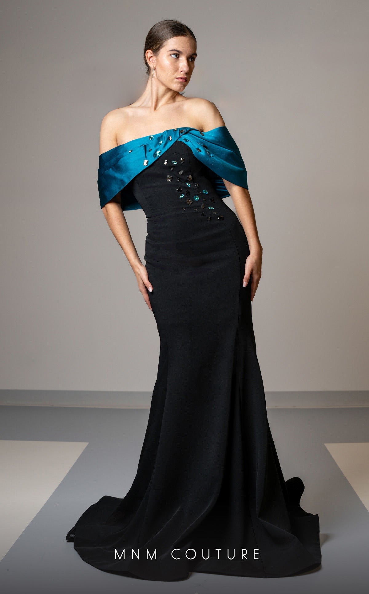 Formal Dresses Long Mermaid Fit Formal Evening Prom Dress Black/Turquoise