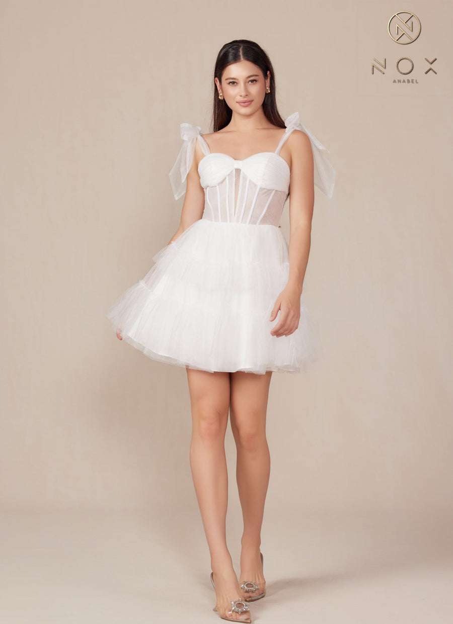 Prom Dresses Short Tiered Cocktail Dress White