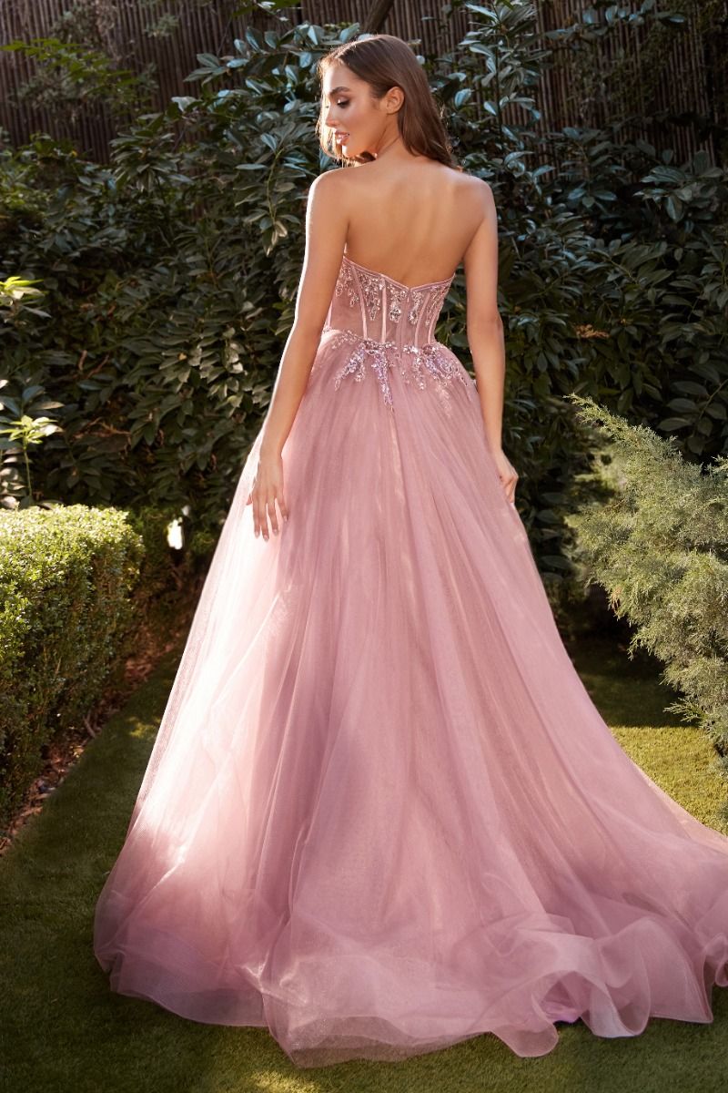 Prom Dresses Applique Formal Long Prom Floral Dress Rose