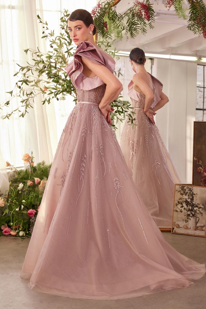 Prom Dresses Long A Line Formal Beaded Layered Prom Dress Mauve