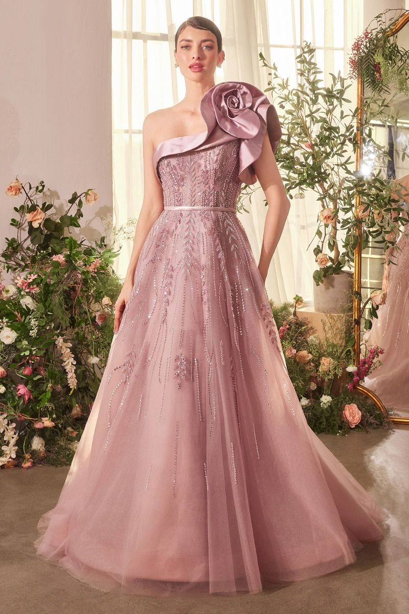 Prom Dresses Long A Line Formal Beaded Layered Prom Dress Mauve