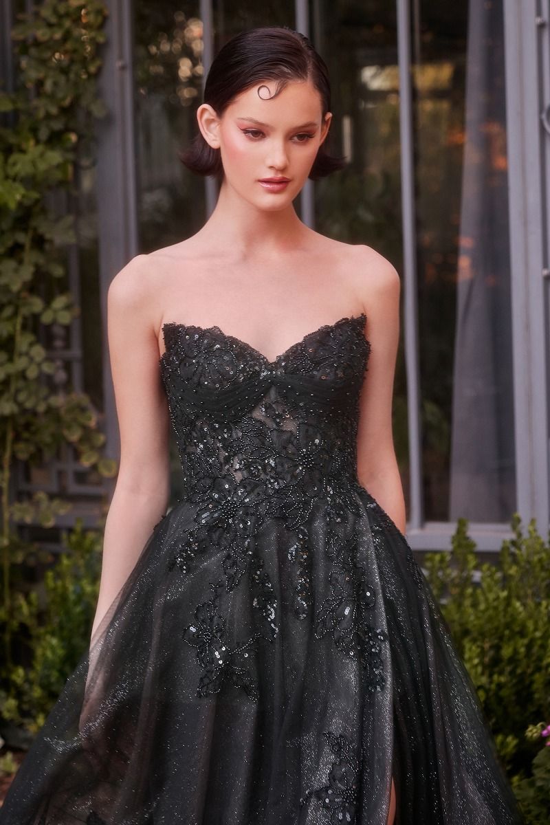 Prom Dresses Long Formal Ball Gown Layered Sequin Floral Prom Dress Black Nude