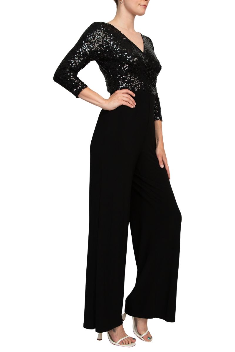 Jumpsuit Long Sequin Mother of the Bride Jumpsuit BLACK