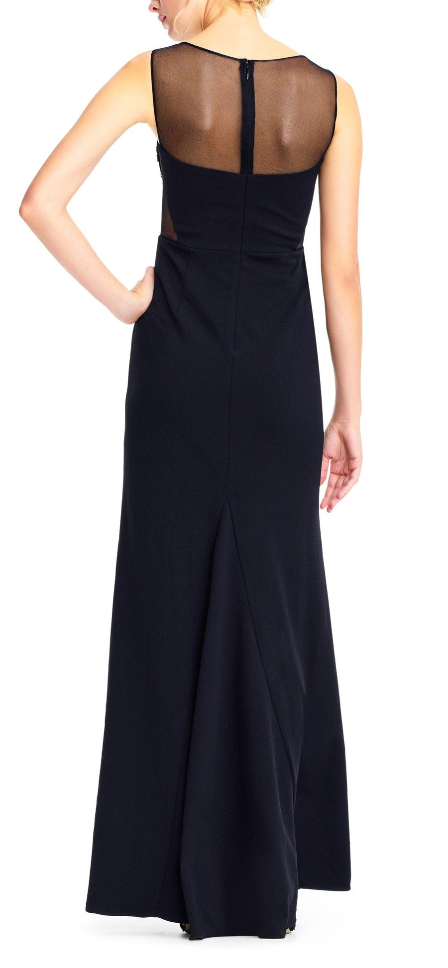 Adrianna Papell Long Formal Sleeveless Mesh Dress - The Dress Outlet Adrianna Papell