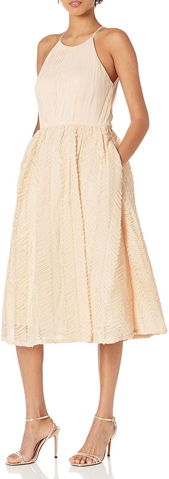 Adrianna Papell Halter Neck Midi Dress AP1E207841 - The Dress Outlet