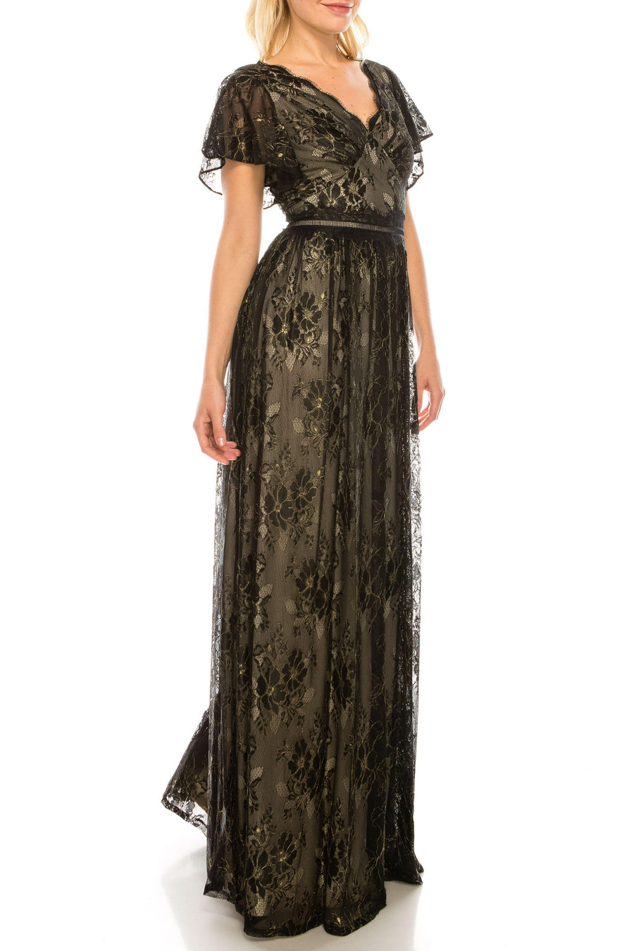 Adrianna Papell Long Formal Lace Dress AP1E205747 - The Dress Outlet