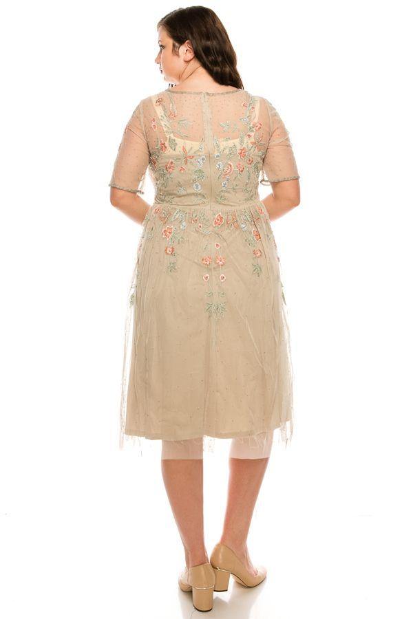 Adrianna Papell Short Floral Beaded Dress AP1E205374 - The Dress Outlet