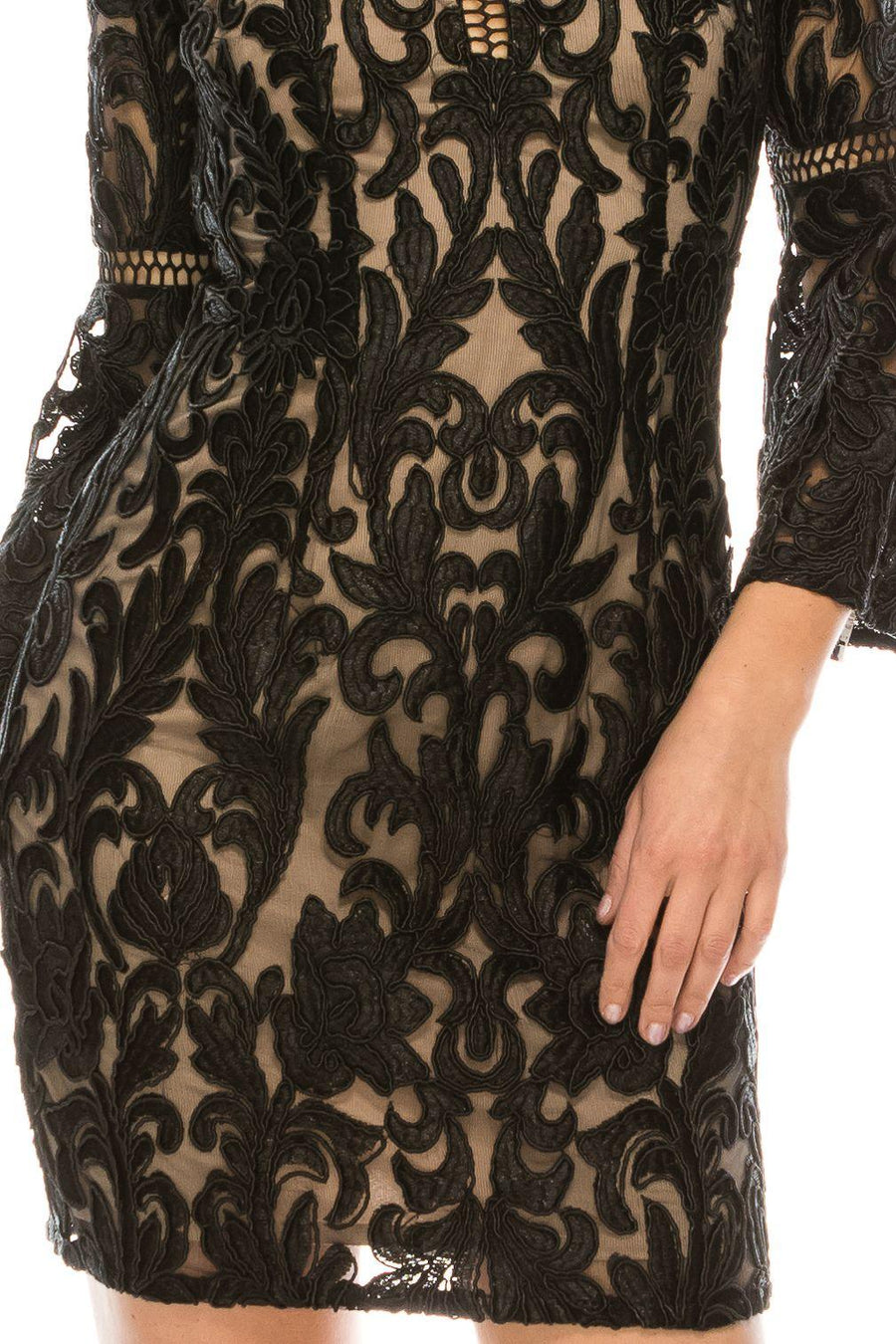 Aidan Mattox Long Sleeve Short Dress MD1E201378 - The Dress Outlet