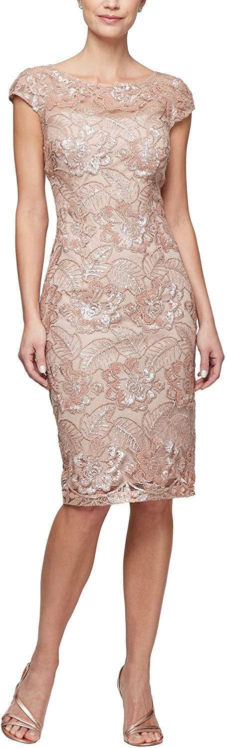 Alex Evenings Short Gold Dress Cocktail 217654 - The Dress Outlet