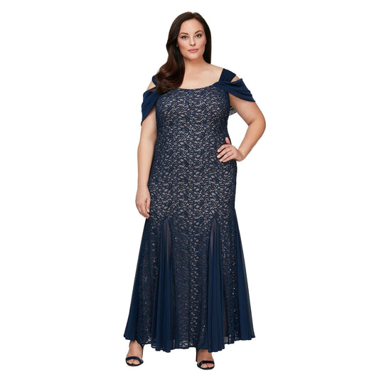 Alex Evenings Long Plus Size Lace Dress 84122243 - The Dress Outlet