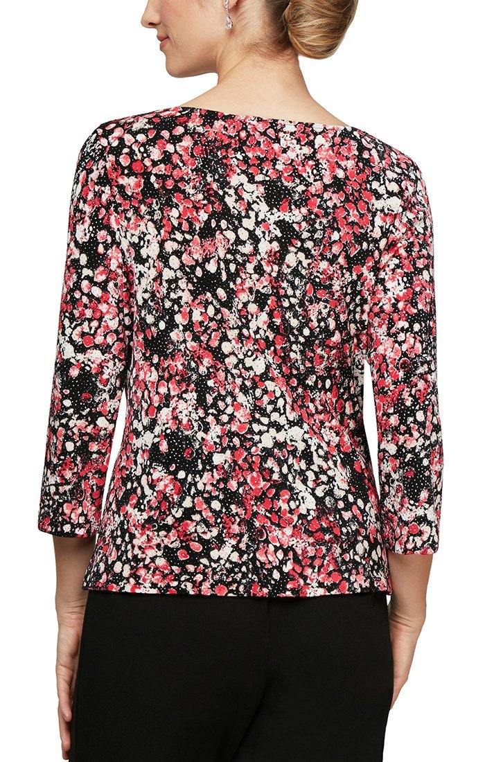 Alex Evenings Cowl 3/4 Sleeve Neck Blouse 83211539 - The Dress Outlet