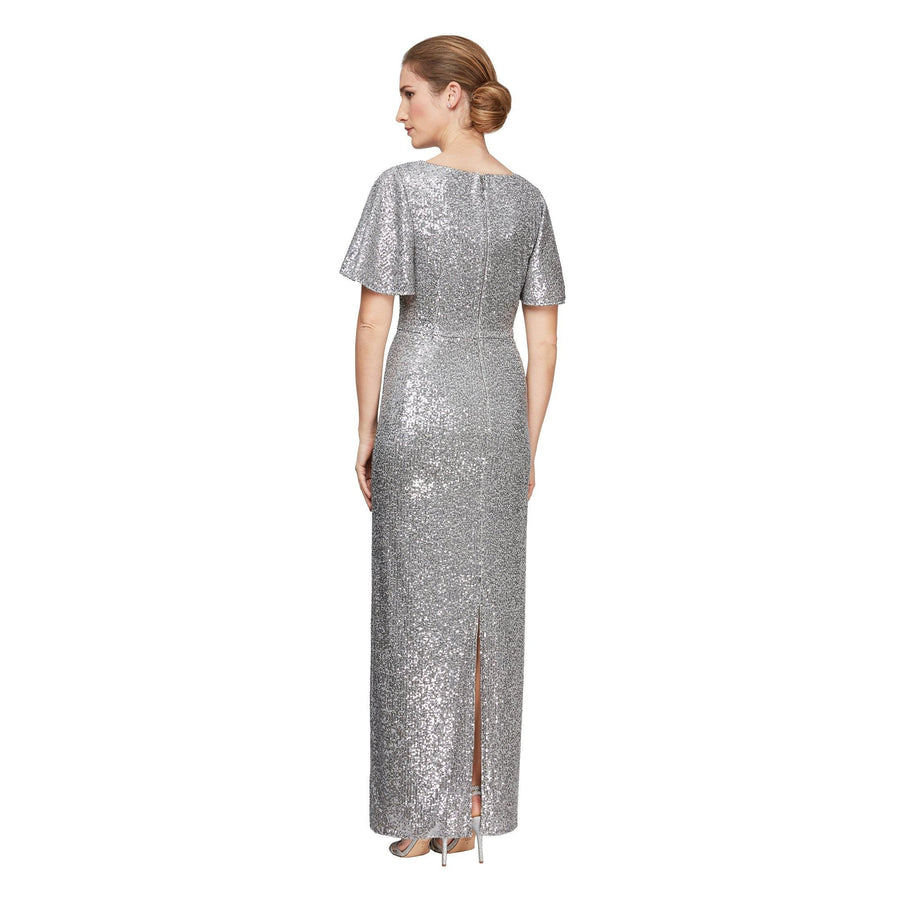 Alex Evenings Long Silver Formal Dress 8196677 - The Dress Outlet