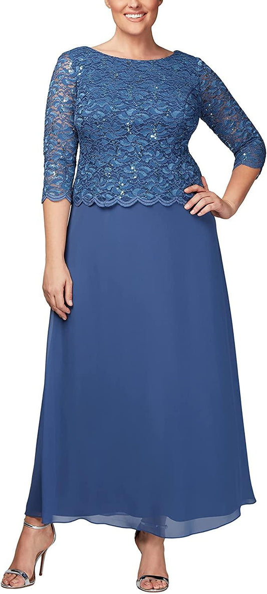 Alex Evenings Plus Size Long Formal Dress 412655 - The Dress Outlet