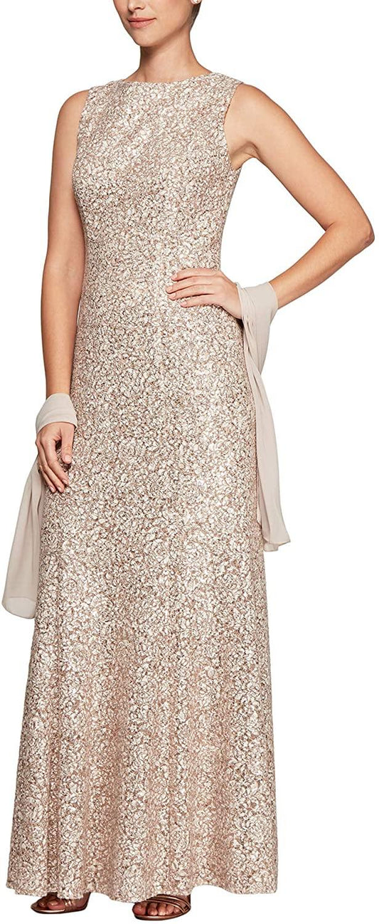 Alex Evenings Sleeveless Long Formal Dress 2121979 - The Dress Outlet