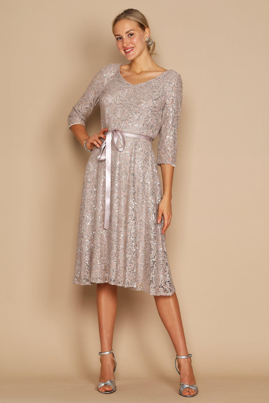Alex Evenings Tea Length Formal Dress 81122482 - The Dress Outlet