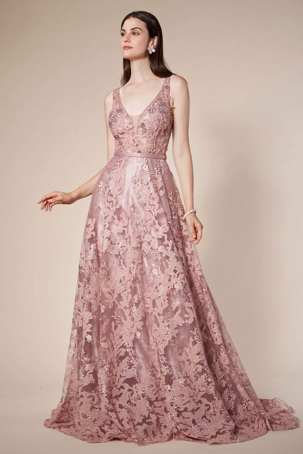 Andrea & Leo CDA0701 Long Prom Dress Evening Gown Dusty Rose