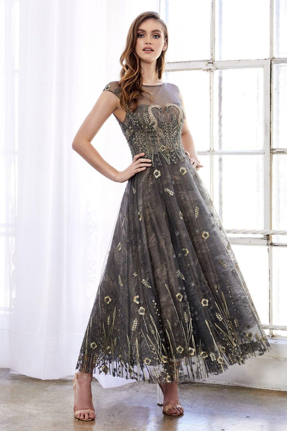 Andrea & Leo CDA0981 Long Formal Dress Prom Charcoal