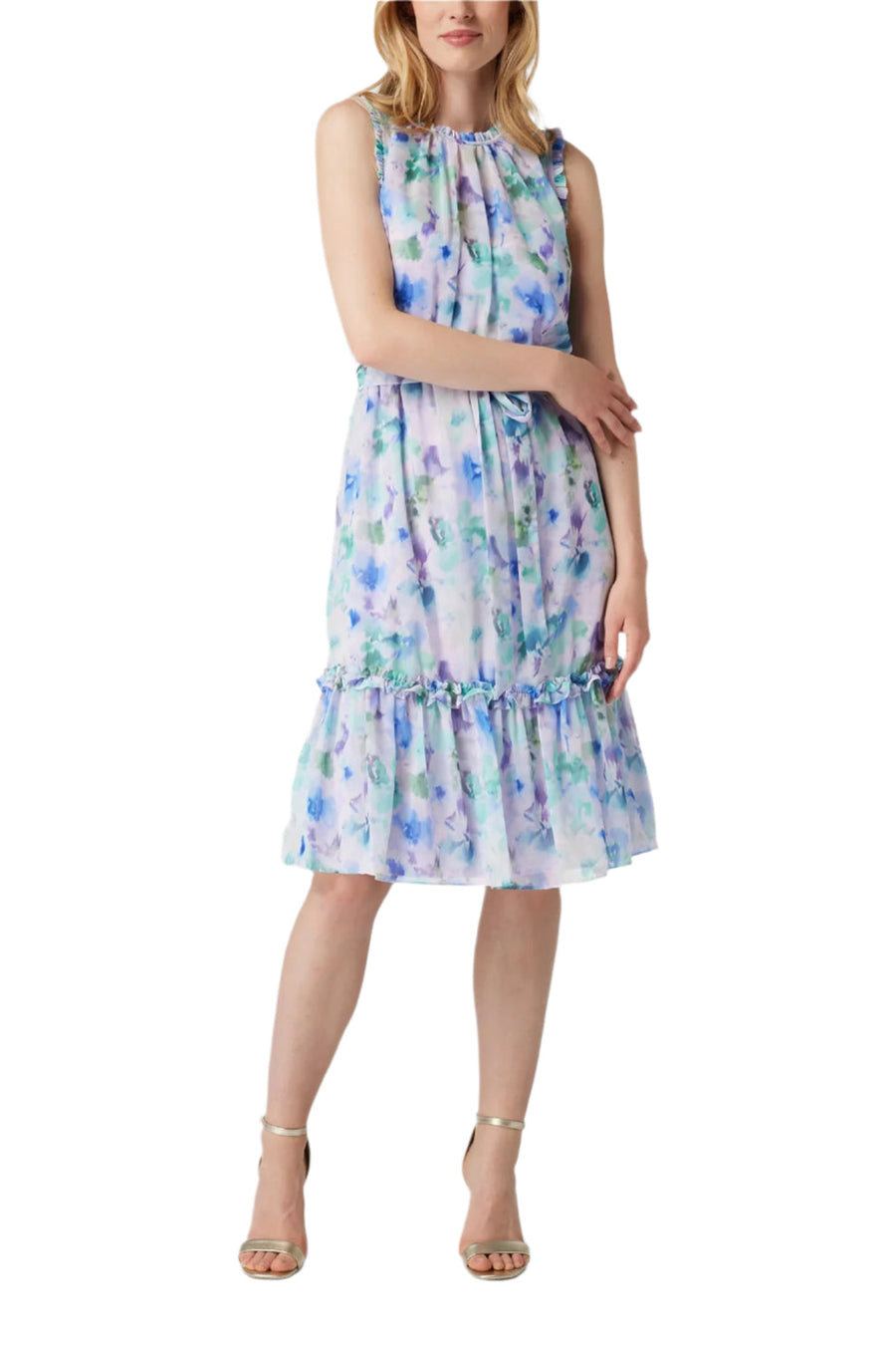 Cocktail Dresses Short Cocktail Floral Print Midi Dress Blue Multi