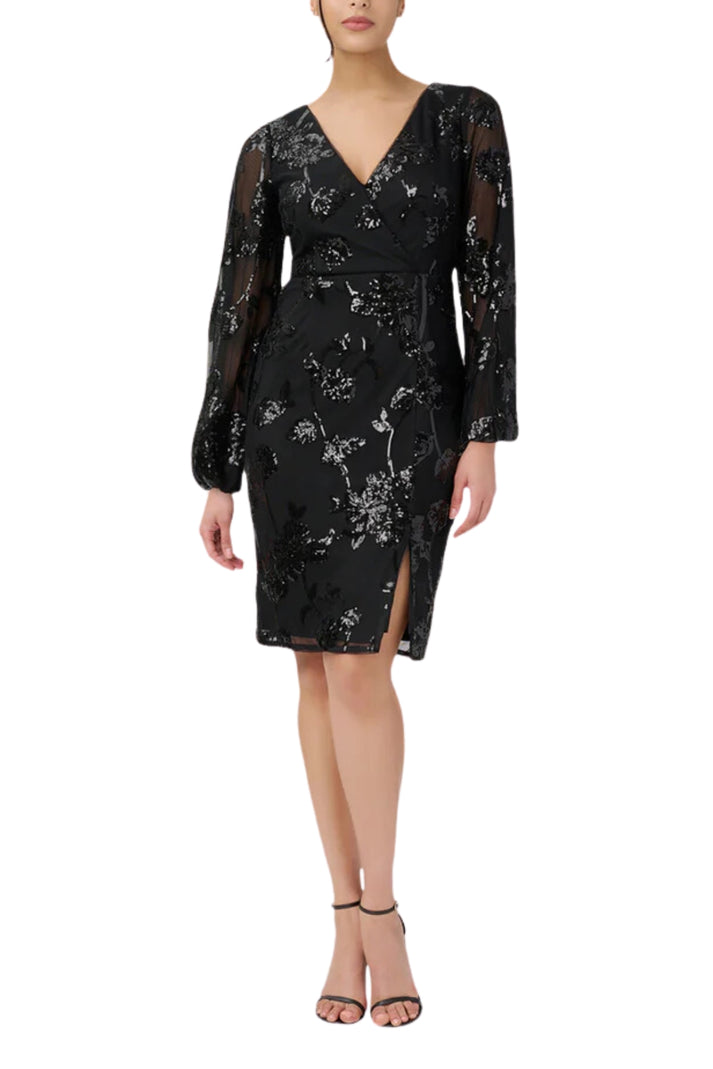 Cocktail Dresses Fitted Short Long Sleeve Sequin Cocktail Dress Black