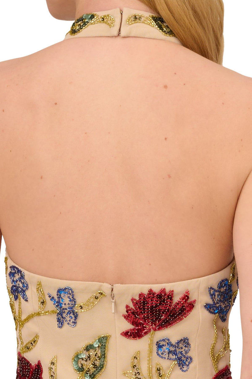 Cocktail Dresses Short Beaded Floral Sequin Homecoming Cocktail Dress Light Champagne