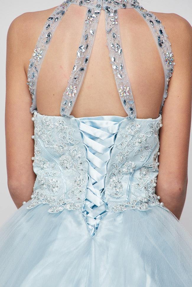 Beaded Halter Style Long Gown Flower Girl Dress - The Dress Outlet Cinderella Couture