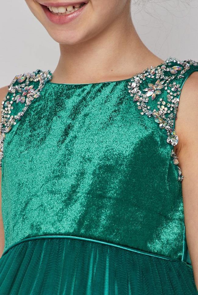 Beaded Velvet and Tulle Dress Flower Girl - The Dress Outlet Cinderella Couture