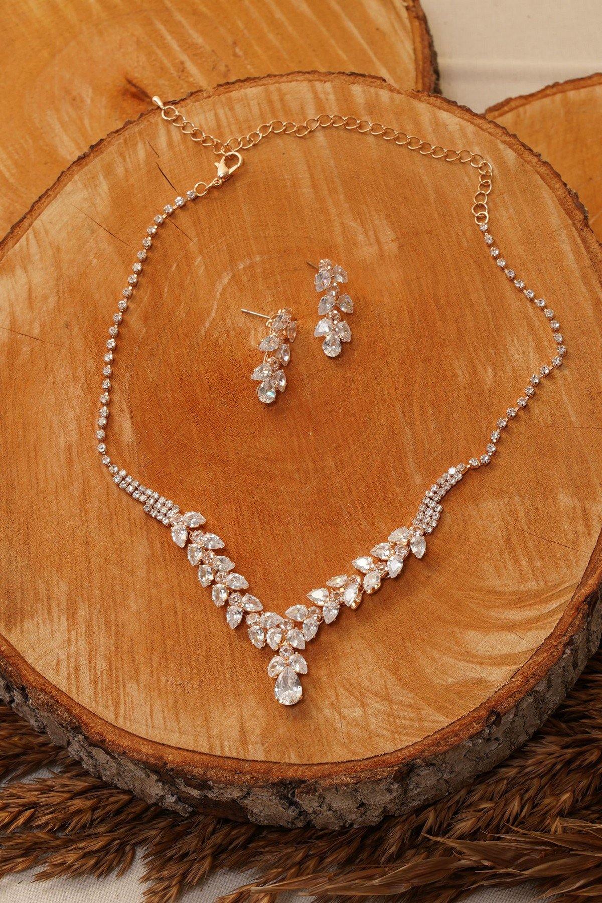 Bridal Crystal Rhinestone Wedding Necklace Set - The Dress Outlet