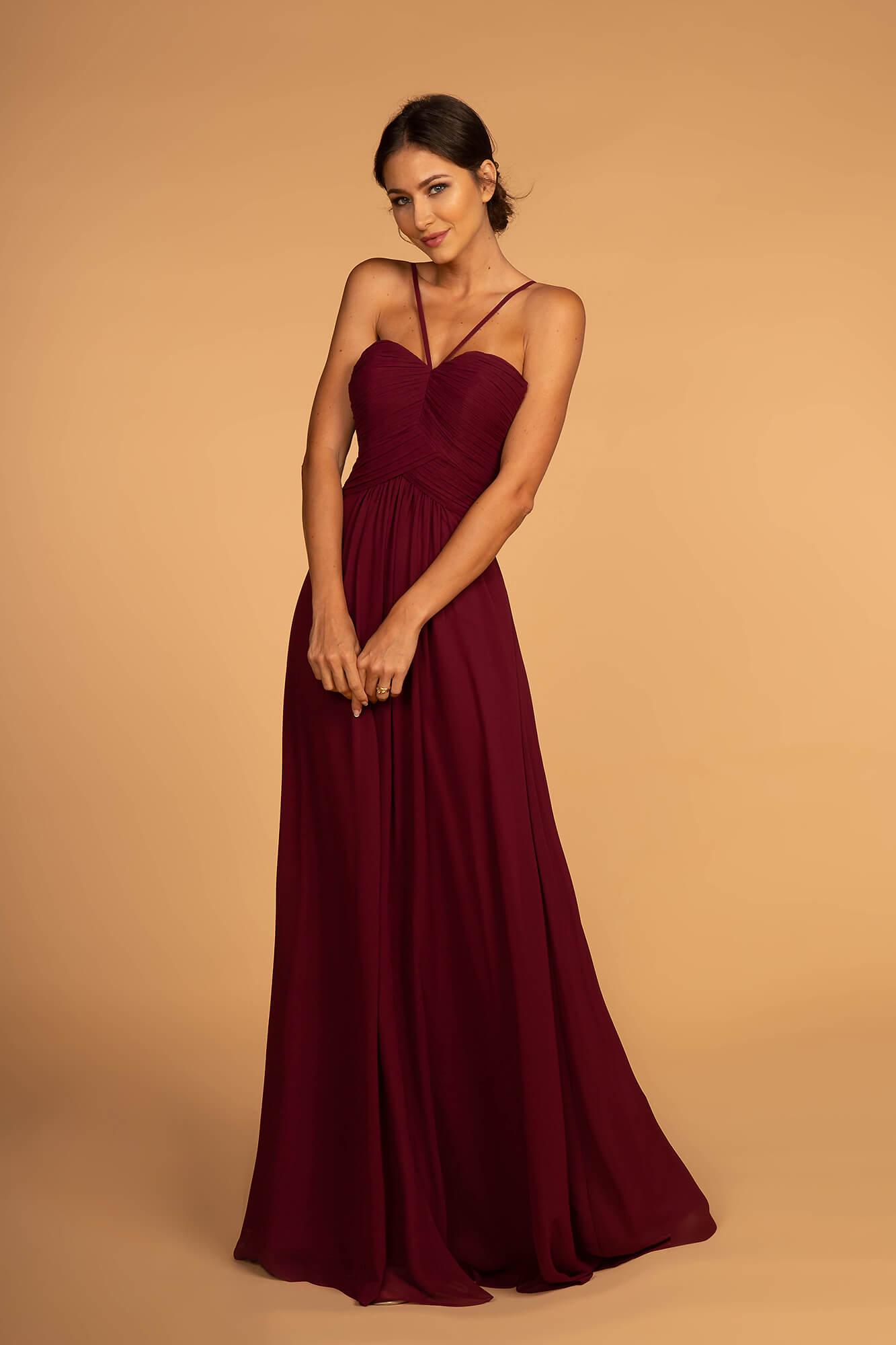 Bridesmaid Ruched Bodice Long Formal Dress - The Dress Outlet Elizabeth K