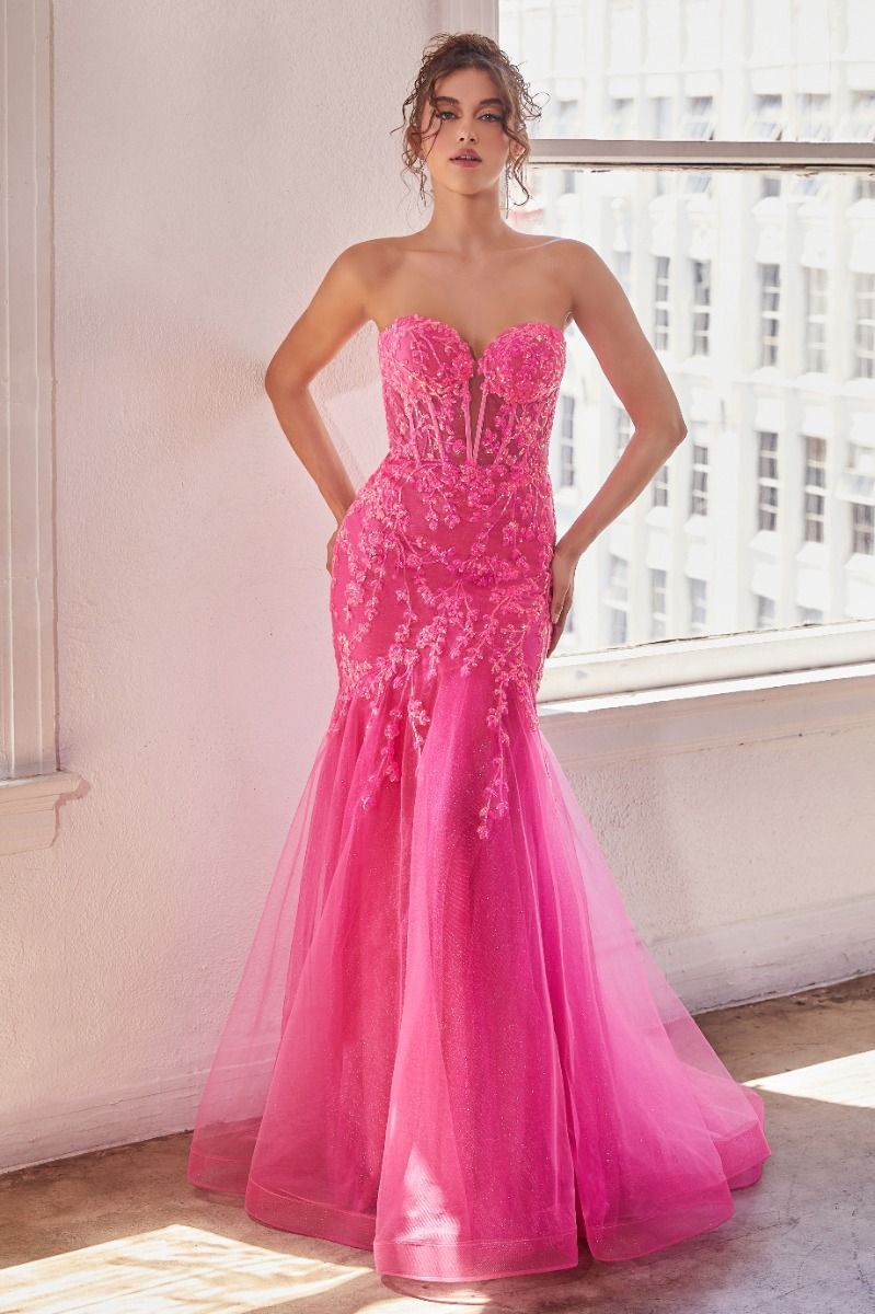Prom Dresses Long Sequin Mermaid Formal Coset Prom Gown Hot Pink