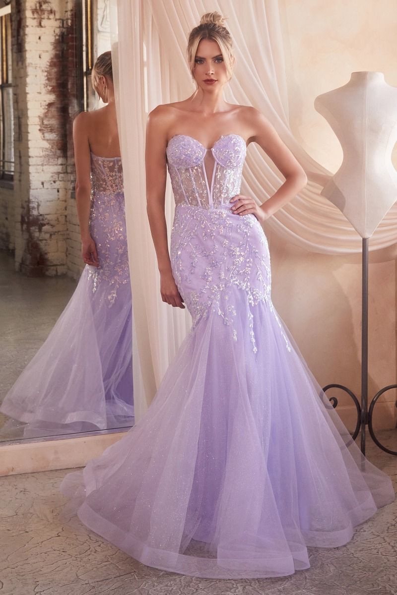 Prom Dresses Long Sequin Mermaid Formal Coset Prom Gown  Lavender