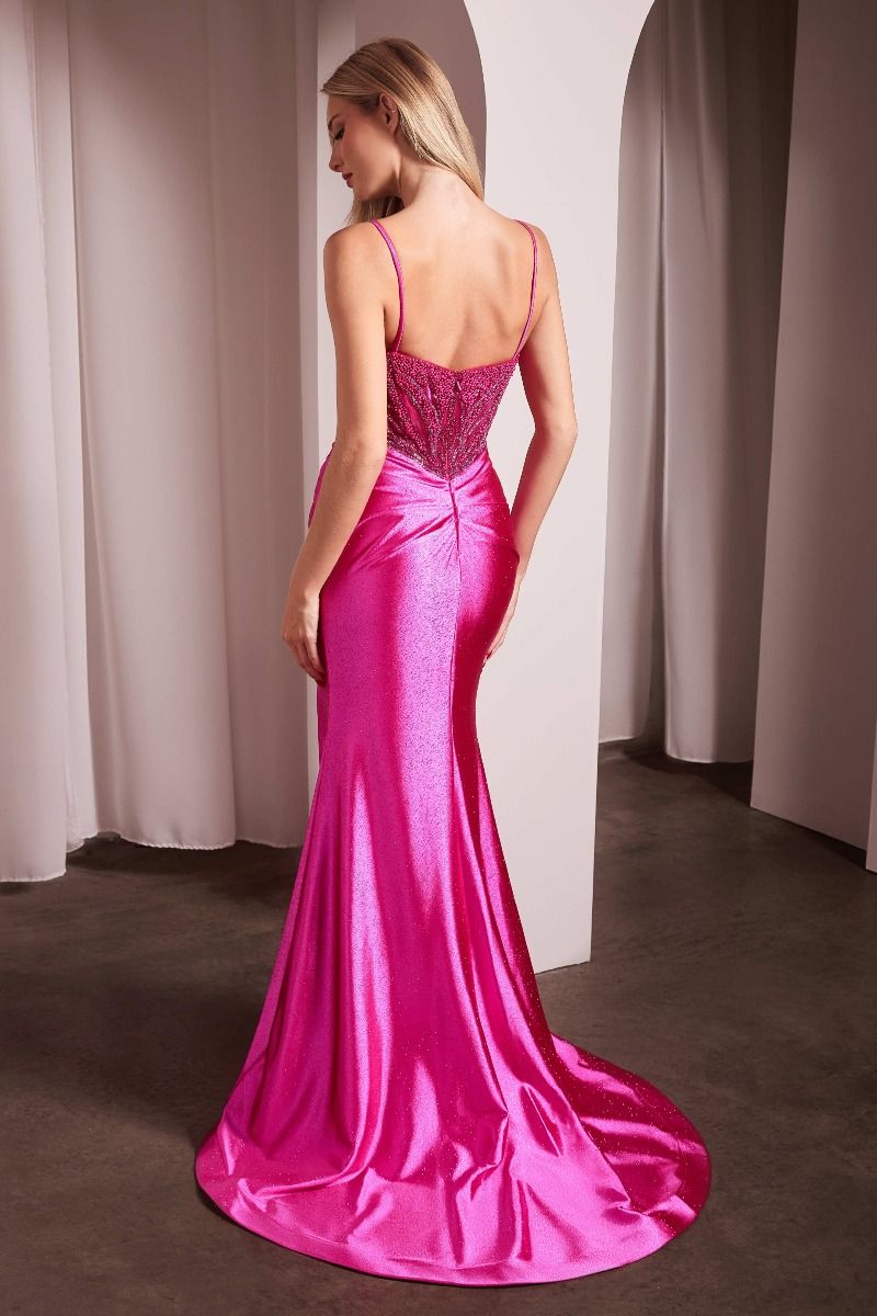 Prom Dresses Long Fitted Formal Glitter Prom Dress Fuchsia