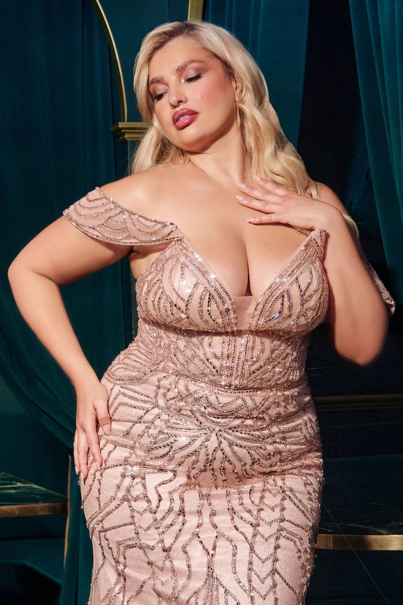 Prom Dresses Beaded Long Prom Formal Mermaid Dress Rose Gold