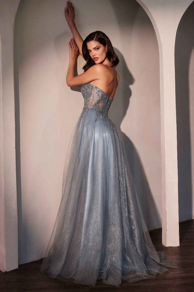 Prom Dresses A Line Long Layered Prom Dress Smoky Blue